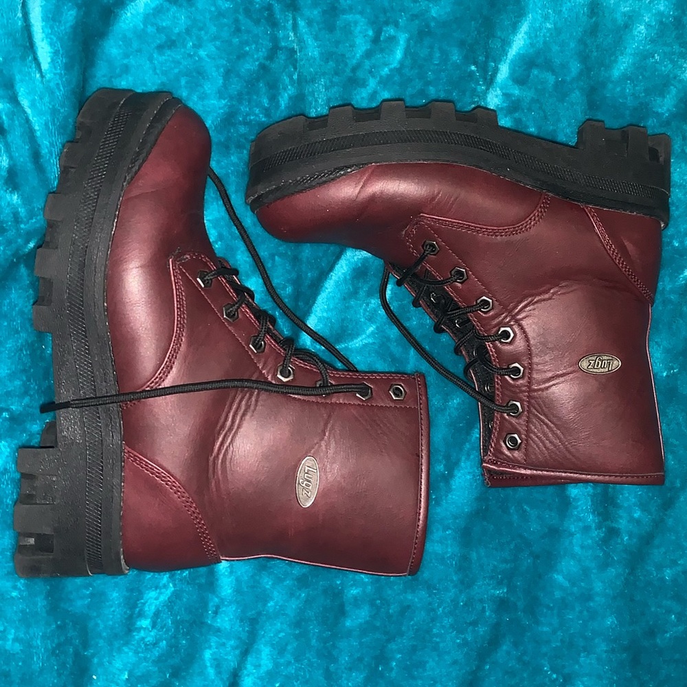 Dark Red Lugz Platform Lace-Up Boots